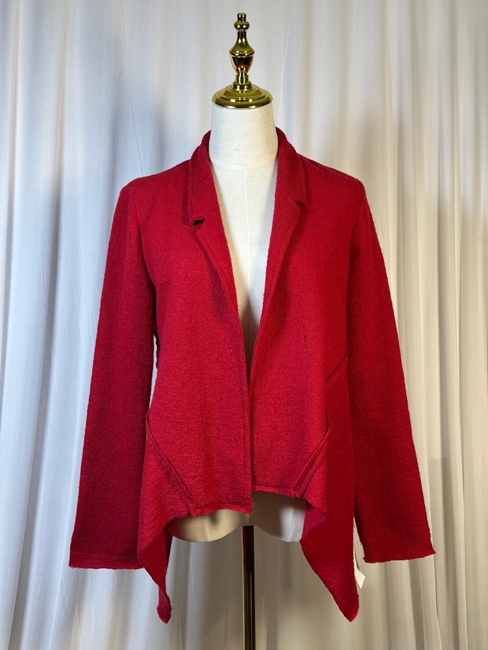 CAbi Red Draped Open-Front Blazer
